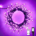 Halloween Fairy Lights Plug in, 10Feet 200 LEDs Firecracker String Lights with Remote, Waterproof Cluster String Lights for Ceiling Bedroom Wreath Window Bar Haunted Theme Halloween Decoration, Purple