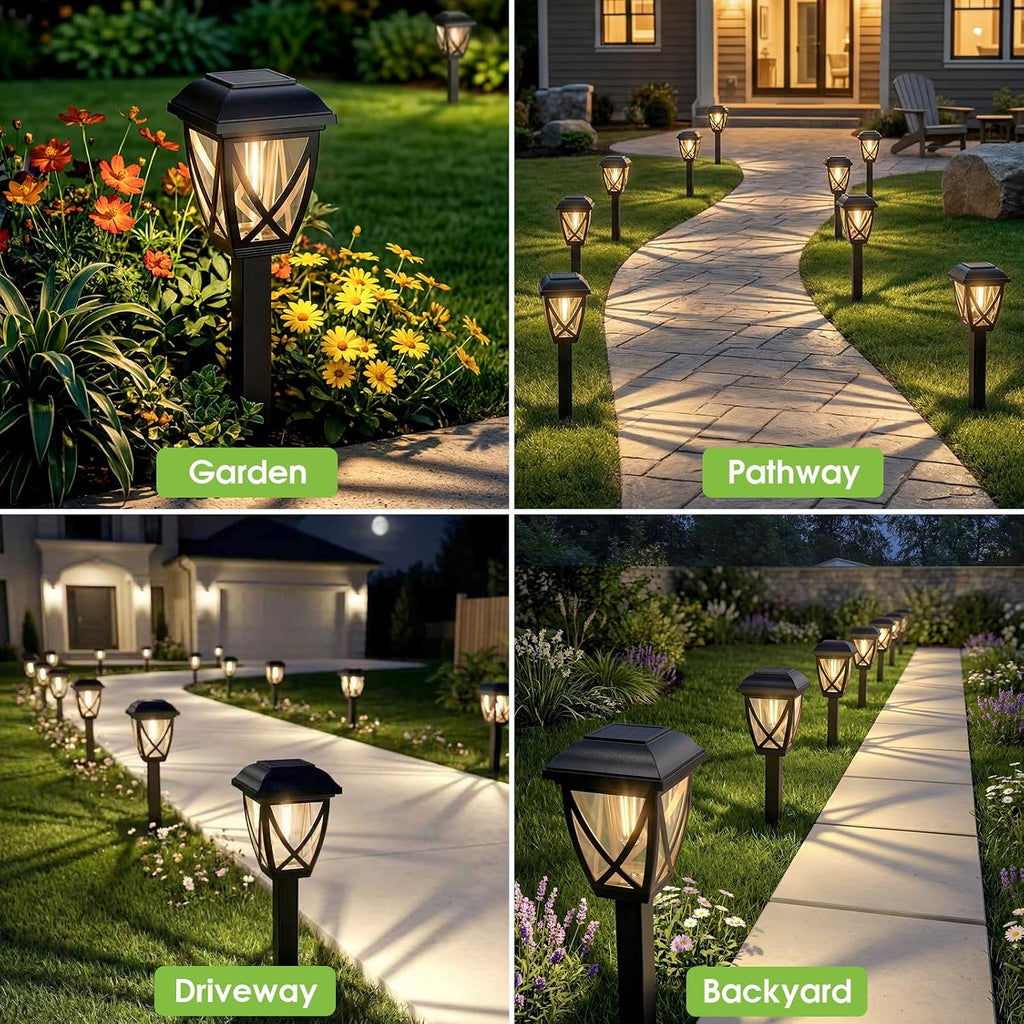 Greluna Solar Pathway Lights Outdoor 10 Pack, Warm White 3000K Solar Lights | Auto On/Off Waterproof Energy Saving LED Landscape Lights for Garden Yard, Walkway, Driveway Decor