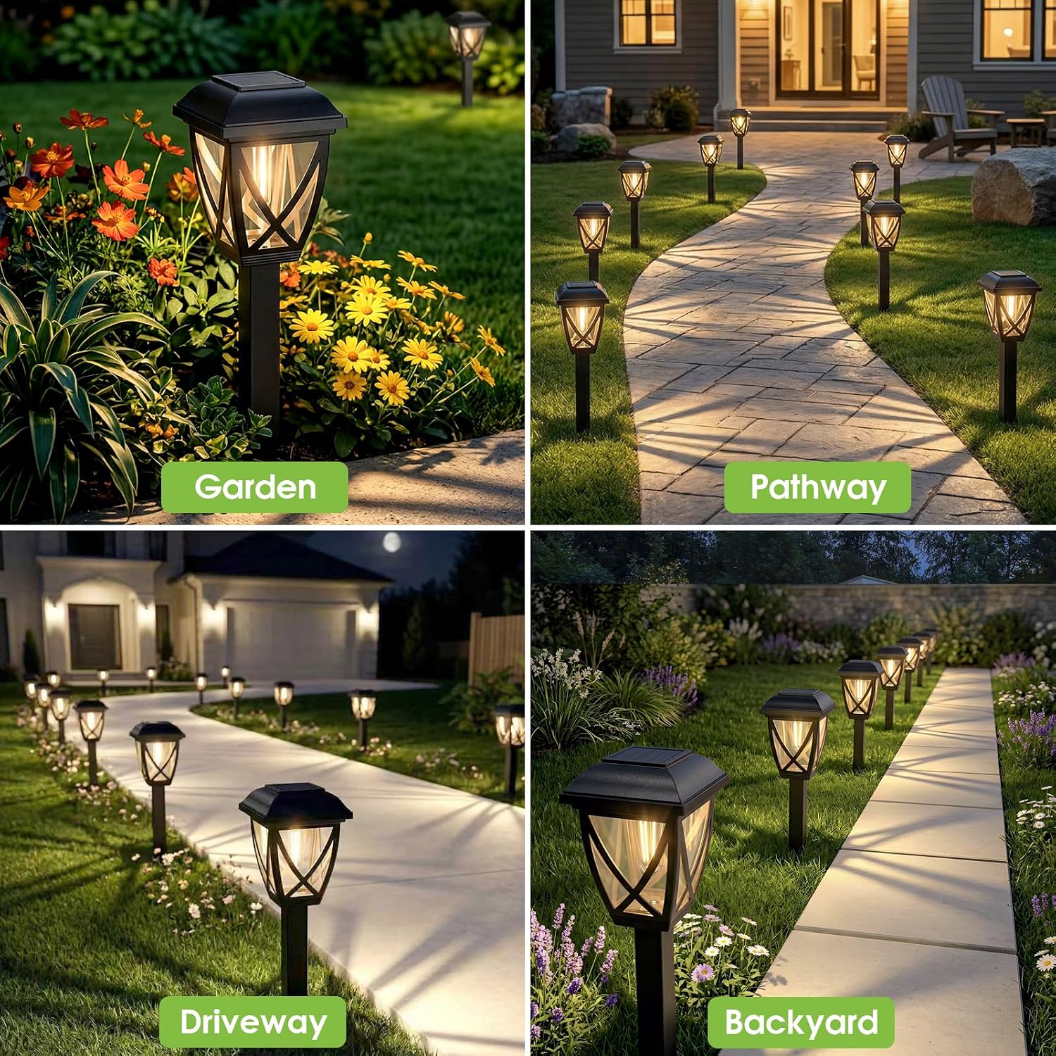 Greluna Solar Pathway Lights Outdoor 10 Pack, Warm White 3000K Solar Lights | Auto On/Off Waterproof Energy Saving LED Landscape Lights for Garden Yard, Walkway, Driveway Decor