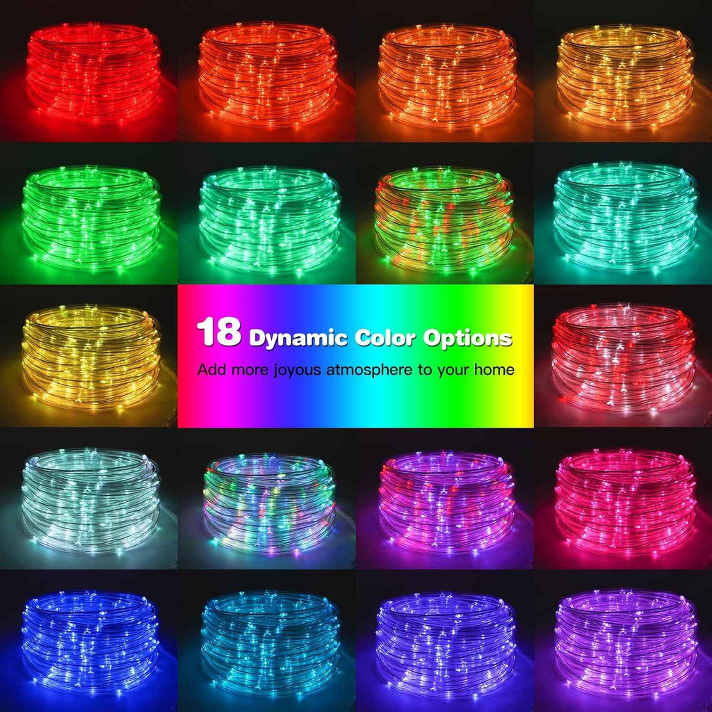 Gvwoxm 98FT 300 LED Changing Rope Lights, Waterproof Remote String Lights | 18 Colors, Timer, 5 Modes,Plug-in Camping Light Strings for Outdoor/Indoor, Camping, Classroom, Party, Festival Decoration