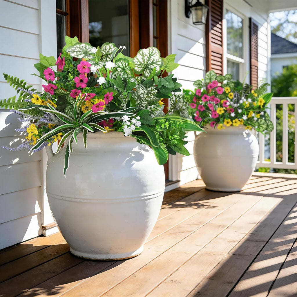 Roberly 20 Pcs Artificial Plants Outdoor, Fake Greenery Stems Plants | ﻿UV resistant fake plants flowers, plastic greenery stems bushes, indoor outdoor home patio garden table decoration