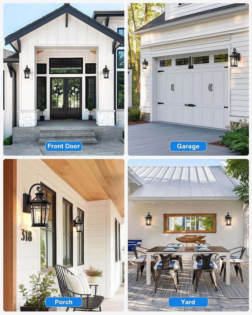 Outdoor Light Fixtures Wall Mount, Black Exterior Sconce Lights Waterproof, Dusk to Dawn Porch Light with Beveled Glass, 100% Aluminum Outdoor Wall Lantern for Garage, Outside Lights for Patio