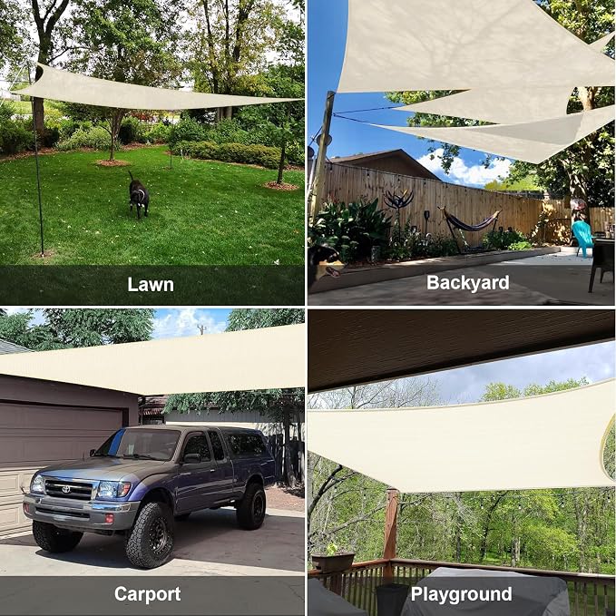 SUNLAX Sun Shade Sail 8' x 12' Butter Cream Rectangle Canopy Sail Shade Cover - Image 8