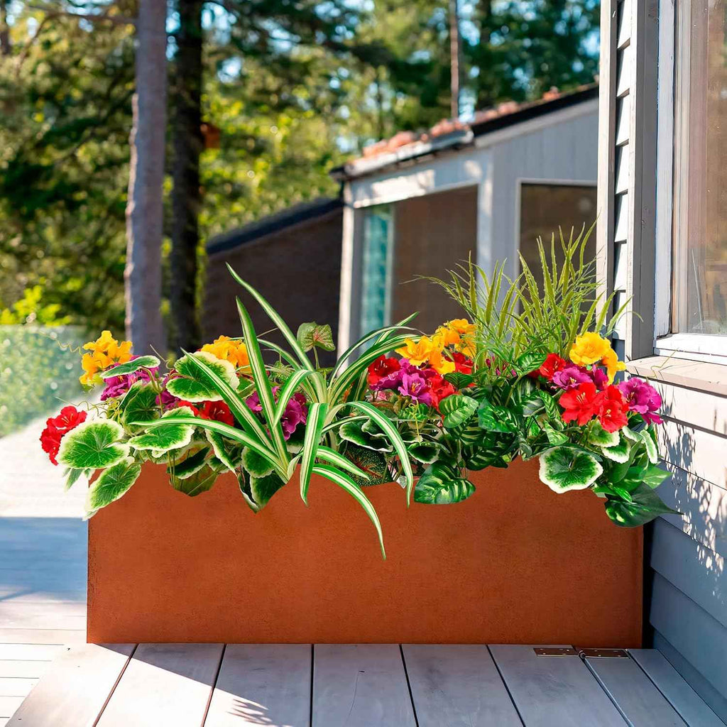 Artificial Plants Outdoor Greenery Stems, 14PCS Faux Greenery Bushes UV Resistant Plastic Shrubs with Real Touch Flexible Leaves, Fake Plants for Planter Garden Patio Porch Window Box Fence Yard Decor