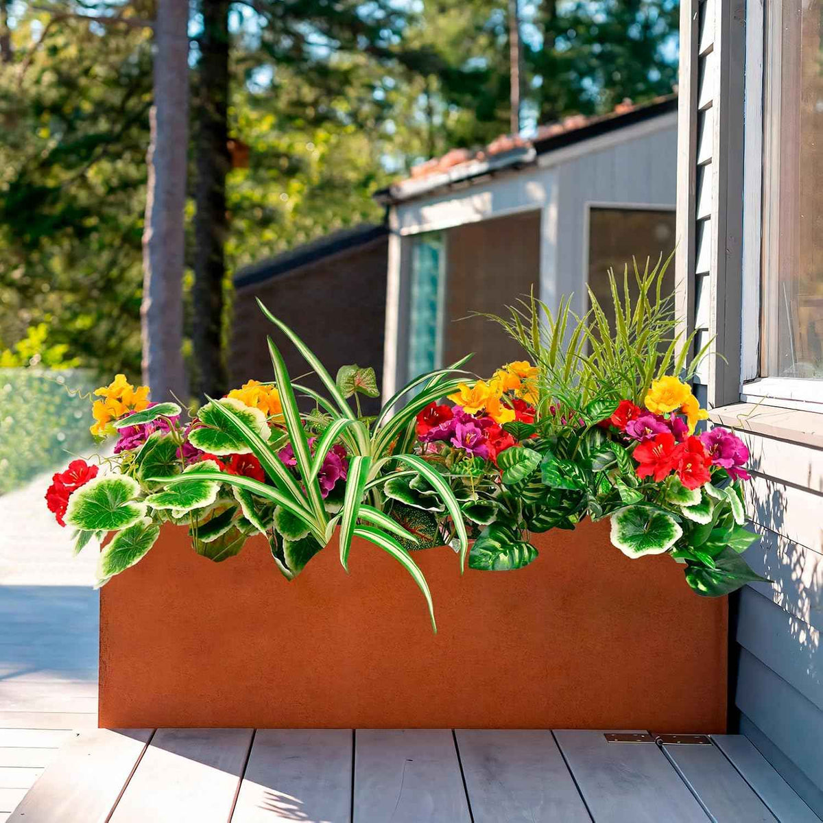 Artificial Plants Outdoor Greenery Stems, 14PCS Faux Greenery Bushes UV Resistant Plastic Shrubs with Real Touch Flexible Leaves, Fake Plants for Planter Garden Patio Porch Window Box Fence Yard Decor