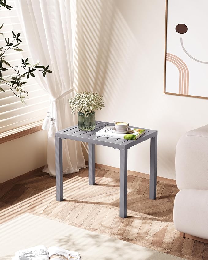 Crestlive Products Outdoor Side Table Set of 2, Aluminum Rectangular Side/End - Image 8