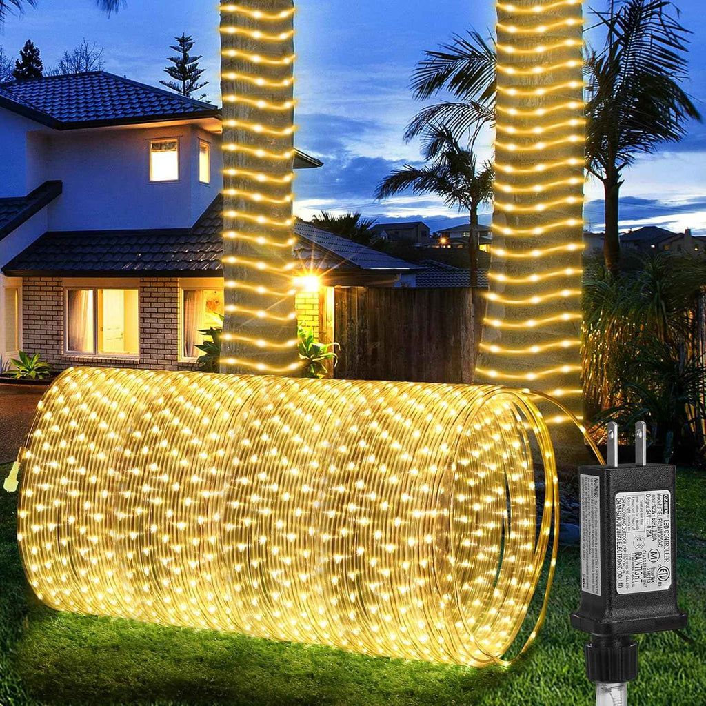 LED Rope Lights Outdoor String Lights,100ft 300LED Flexible Tube Lights Connectable Fairy String Light Plug in Waterproof 8 Modes for Indoor,Outside Home,Yard,Pool,Wedding,Garden,Patio Holiday Decor
