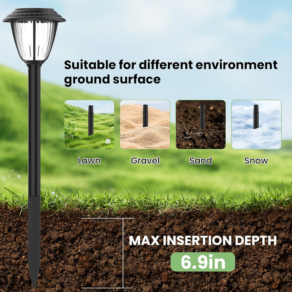 15 Pcs 8.25 Inch ABS Plastic Ground Spikes for Solar Torch Lights | Black Replacement Stakes for Garden Pathway Markers