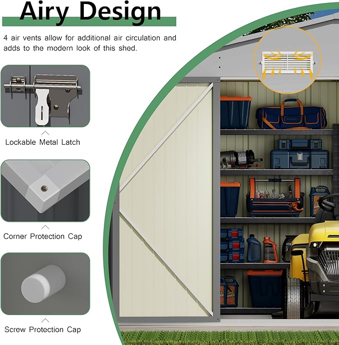 Devoko 10x12 FT Outdoor Storage Shed, Large Metal Storage Sheds - Image 4