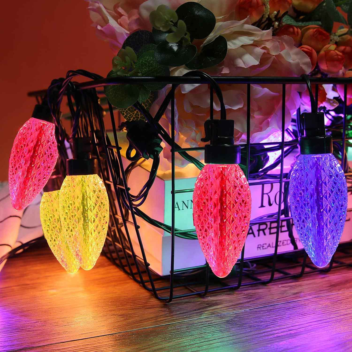 AWQ 35FT Outdoor Christmas String Lights 3.9in Large Pine Cone Multicolour | Christmas Lights Shatterproof & Waterproof Commercial Grade String Lights for Wedding Party Outdoor Christmas Decoration