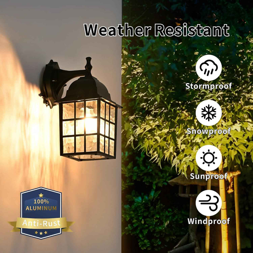 Outdoor Wall Light Fixtures Waterproof Exterior Sconce Lights Anti-Rust Exterior Lighting Fixtures Black Outdoor Wall Lantern for Porch Patio Front Door Garage House