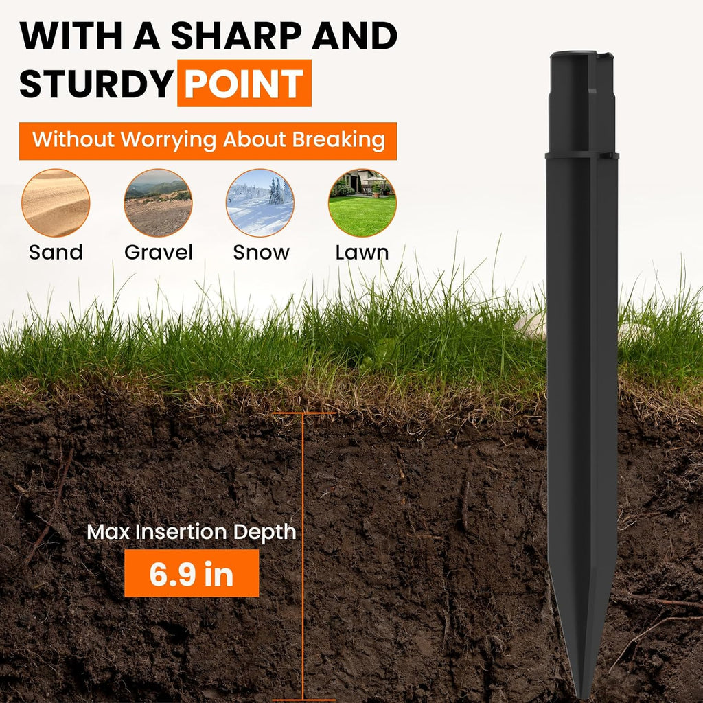 10Pcs 8.26 Inch Solar Light Spikes Fit Round Pole of 0.83" Inside Diameter | ABS Plastic Ground Spikes Replacement Stakes for Solar Pathway Lamp Torch Lights Garden Lights