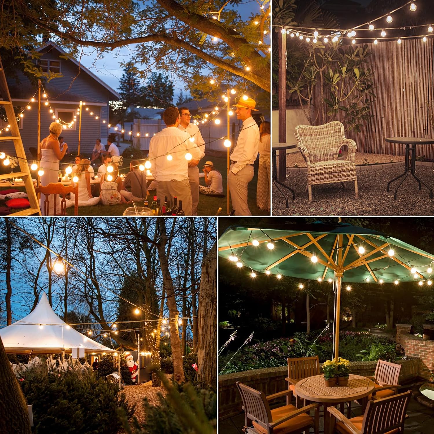 150FT LED Outdoor String Lights with Dimmable 3 Color Lights with Remote | String Light for Outside, G40 Globe Waterproof Patio Lights with 75+2 Shatterproof Bulbs for Party Backyard BBQ House Camping