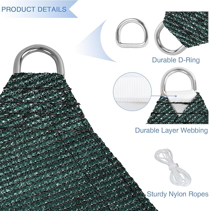 E&K Sunrise 5' x 5' x 5' Sun Shade Sail Triangle Canopy Shade Cover UV Block - Image 4