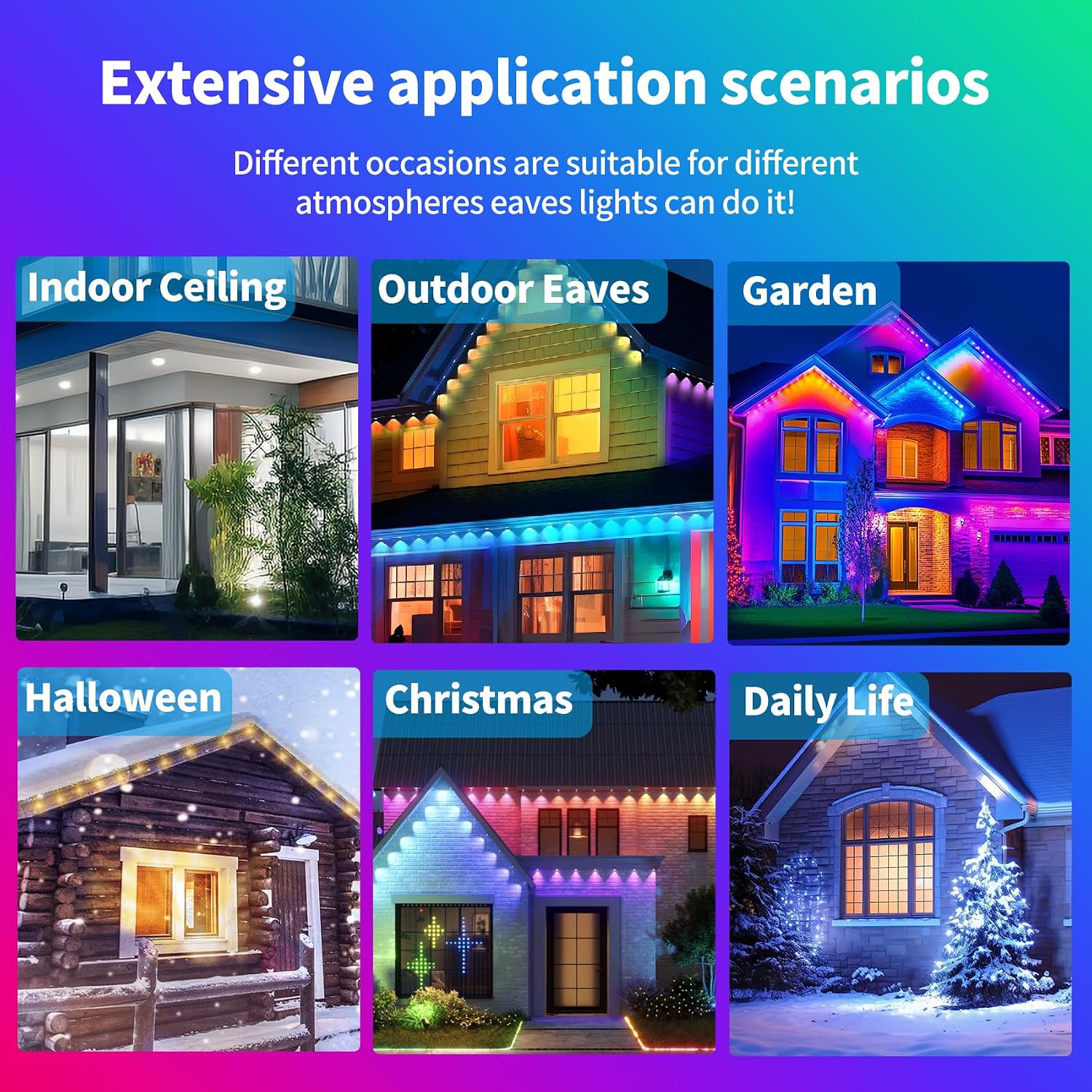 200ft Permanent Outdoor Lights for House | IP67 Waterproof with App & Remote Control, Courtyard Party Light Strips Lights for Deck Garden, All Saints' Day Decoration
