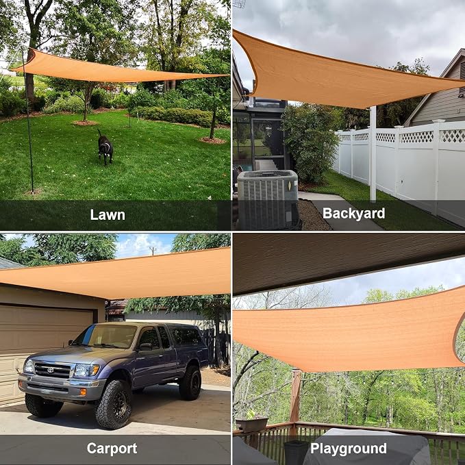 SUNLAX Sun Shade Sail 20' x 24' Peach Fuzz Rectangle Canopy Sail Shade Cover UV - Image 7