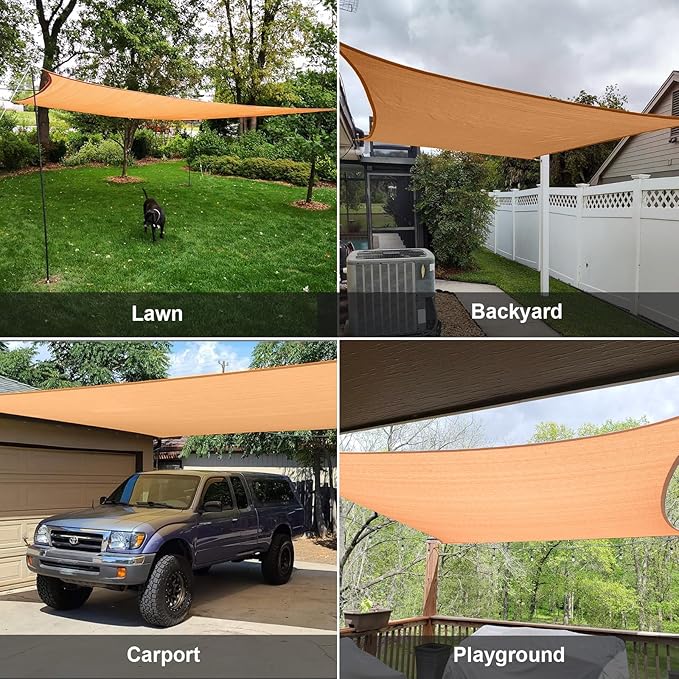 SUNLAX Sun Shade Sail 6' x 12' Peach Fuzz Rectangle Canopy Sail Shade Cover UV - Image 7