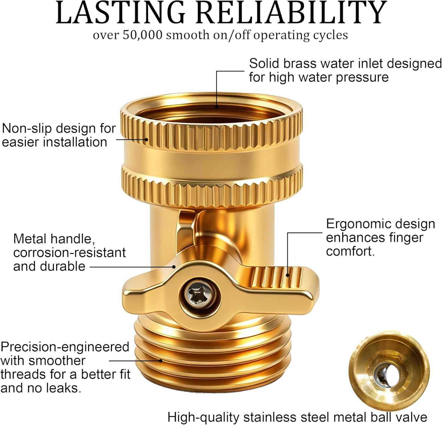 Xiny Tool Brass Garden Hose Shut Off Valve, Heavy Duty 3/4 Inch Solid Brass Garden Hose Shut Off Valve with 4 Extra Rubber Washers