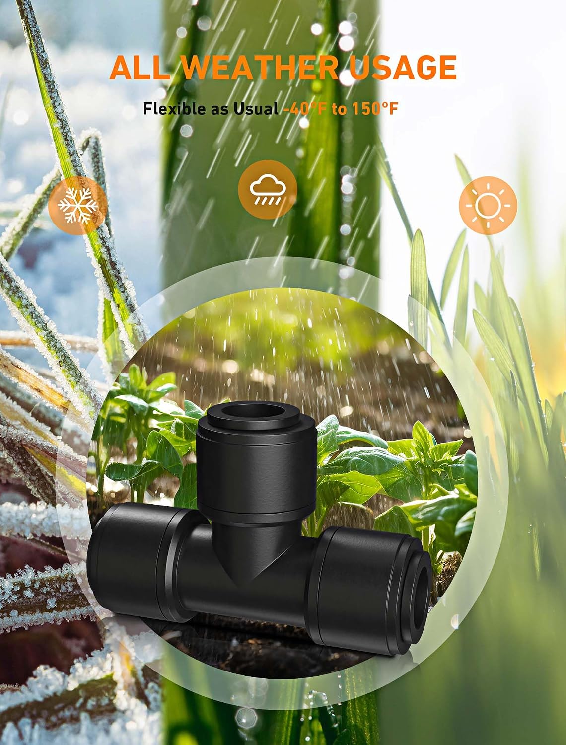 EVOULTES 16 Pack 1/4" Drip Irrigation Tee Fittings, Quick Connect | 16 Pack Tee Connectors, Fits 1/4" Irrigation Tubing, Leak Resistant Seal, Quick Push Installation, Durable Garden Use