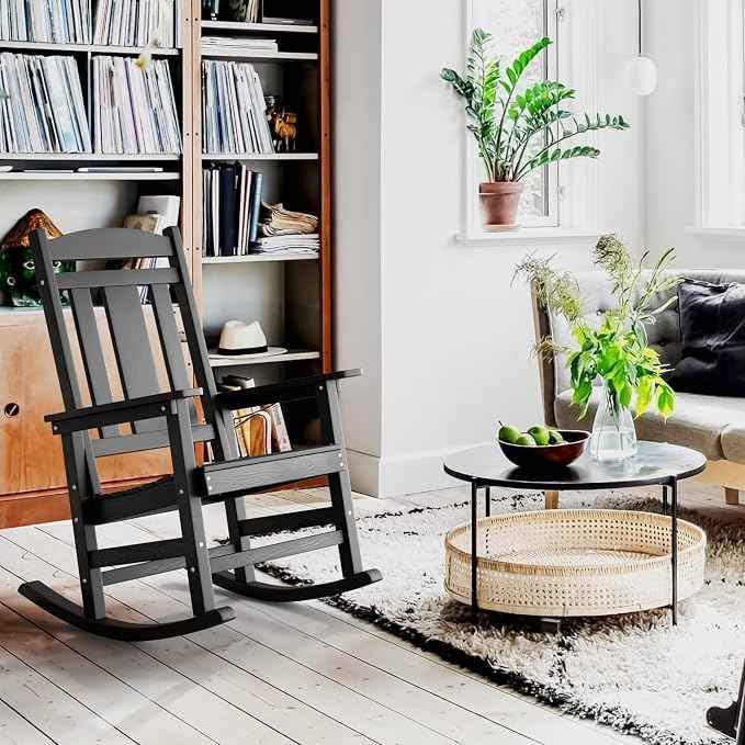 LUE BONA Rocking Chair Outdoor, Weather Resistant Poly Plastic Rocker Chairs