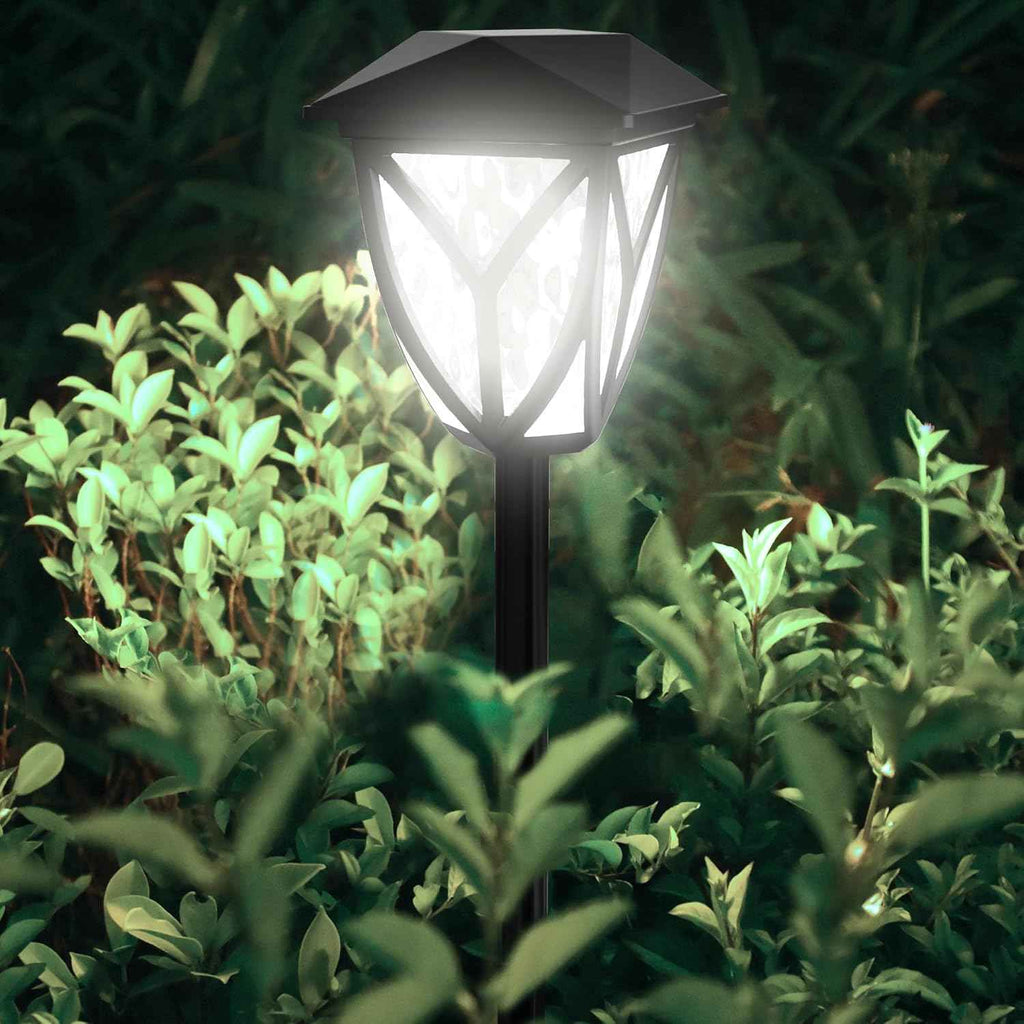 Ensenior Solar Lights Outdoor, 6500K LED Pathway Garden Lights, 6 Pack | IP65 waterproof landscape lighting, energy-efficient for yard, patio, walkway & planter, tool-free auto ON/OFF