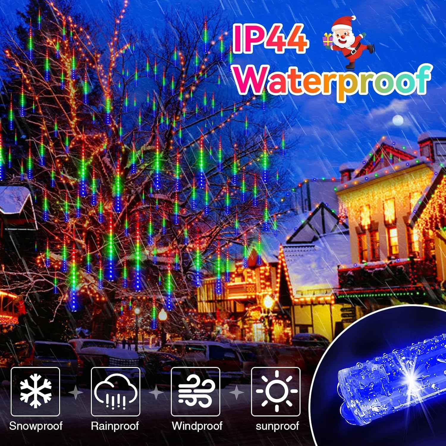 KNONEW 40 Tubes 1440 LED Meteor Shower Lights Christmas Lights Outdoor | 16 Inch Meteor Lights Waterproof Plug in Falling Rain Lights for House Xmas Tree Wedding Party Garden Yard Decorations