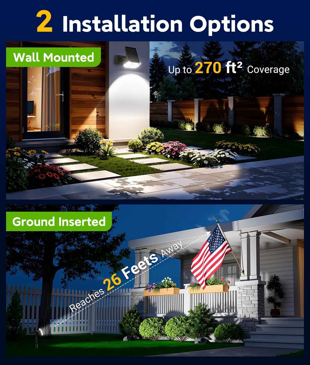 LETMY Solar Lights Outdoor Waterproof IP65, 6 Pack Solar Spot Lights Outdoor With 14 Big LEDs, 2-in-1 Wall Lights & 2 Modes Solar Powered Landscape Spotlights for Garage Pathway Yard Decor Garden Gift