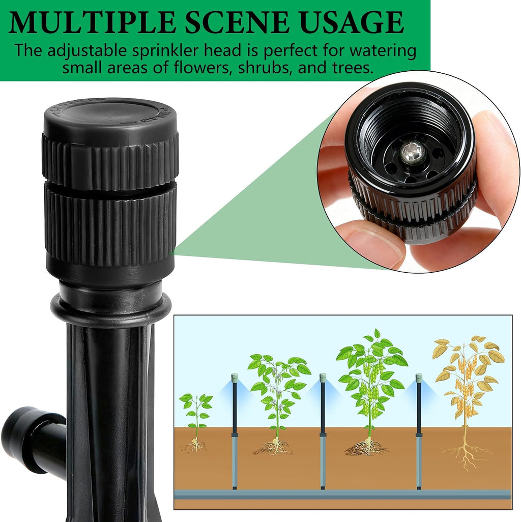 16 Pcs Mushroom Bubbler Sprinkler Head with Flow Control, Black | Shrub Head Bubbler, Drip Irrigation Sprinkler Shrub Head for 1/2 Inch Hose External Thread Garden Watering System