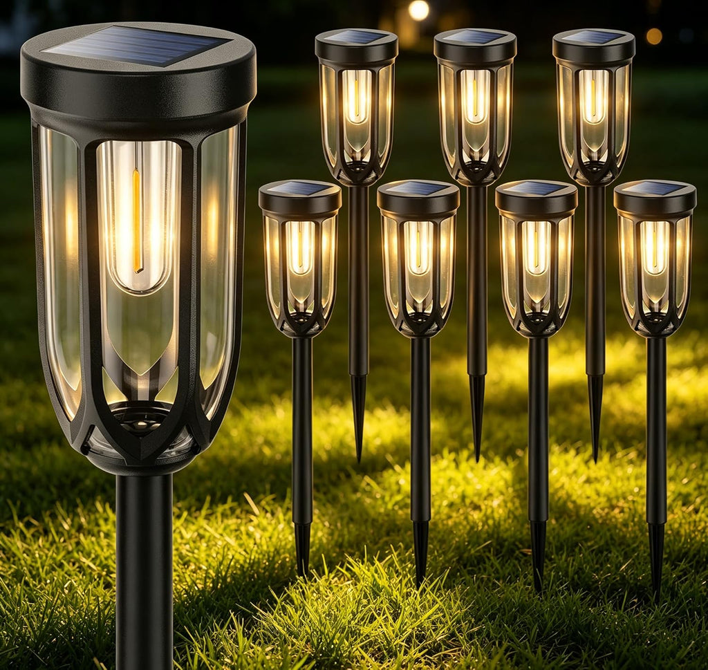 8Pack Solar Pathway Lights Outdoor, IP65 Waterproof Bright Auto On/Off | Easy Install, 800mAh Battery 6–8H charge 10-12H Working,Solar Landscape Lights for Garden Patio Yard Driveway Lawn Warm White