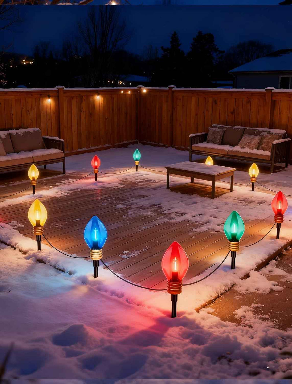 C9 Jumbo Christmas Pathway Lights Outdoor, 6.5Ft Christmas Decorations with 4 7.5'' LED Giant Multicolor Walkway Lights Bulb Waterproof, Vintage Xmas String Light for Lawn Holiday Outside Yard Garden