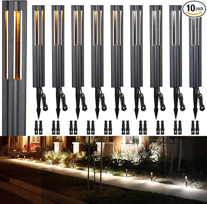 LEONLITE 5CCT 10-Pack Low Voltage Landscape Pathway Lights, Update by LEONLITE
