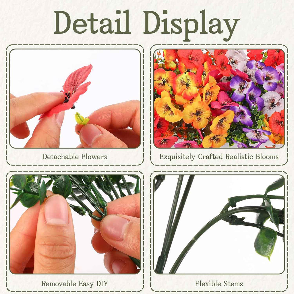 13 Bundles Artificial Flowers Fake Plants for Outside Indoor | Realistic Faux Greenery Outside Indoor, UV Resistant Fake Morning Glory Tall Ferns for Front Porch Window Box Garden Decor