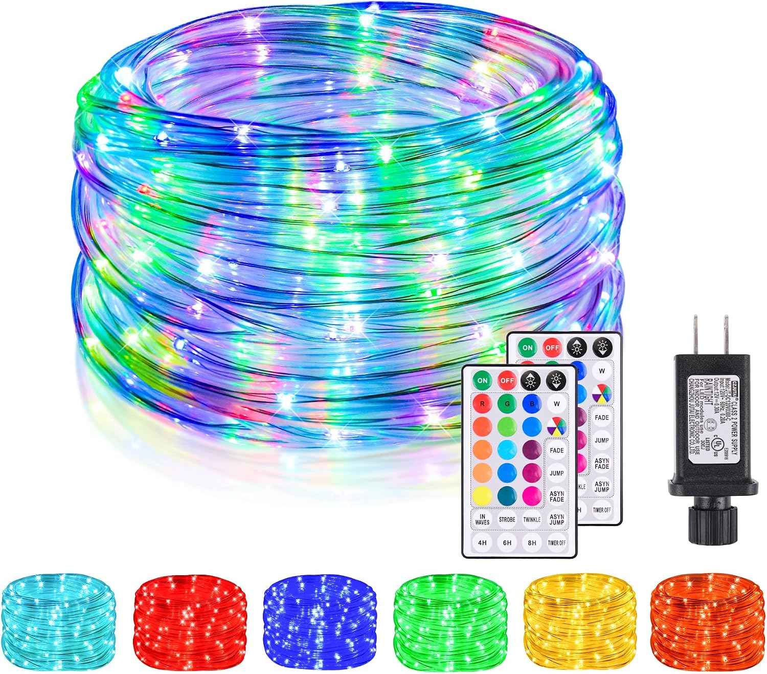 Nazuwke 49Ft LED Rope Lights for Outside, String Lights with Remotes | Waterproof 18 Colors 150 LEDs Colored Fairy Rope Lighting Outdoor Plug in for Bedroom Indoor Party Halloween Christmas