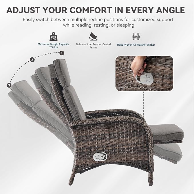 Zero Gravity Wicker Patio Recliner Chair - Image 6