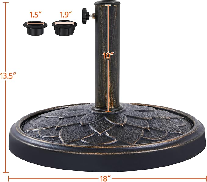Yaheetech 18'' Patio Umbrella Base 26.5lbs Heavy Duty Antiqued Outdoor Market - Image 3
