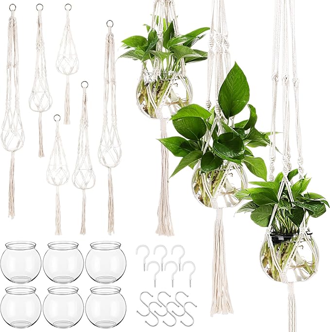 6 Pcs Boho Macrame Plant Hanger by Colingmill