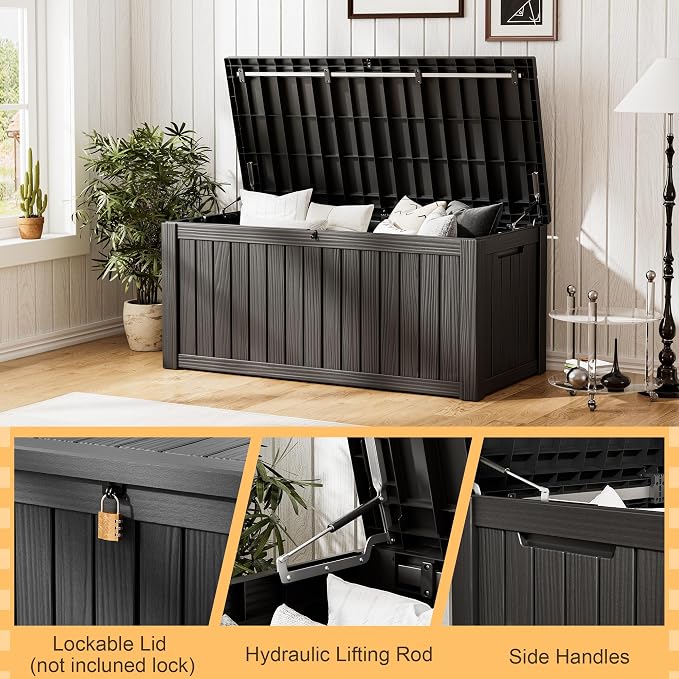 Outdoor Storage Box, Resin Deck Boxes Indoor and outdoor, Waterproof Storage - Image 5