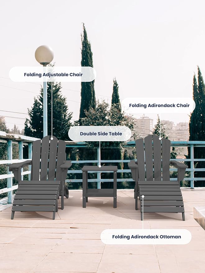 KINGYES Folding Adirondack Ottomans Set of 4 - Image 6