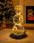 Lineshading Set of 3 Christmas LED Light Balls Outdoor Decorations, Hanging Christmas Front Door Yard Twinkle Ornaments Set Sphere Light Decorations for Xmas Holiday Garden Patio Outside Decor, Warm