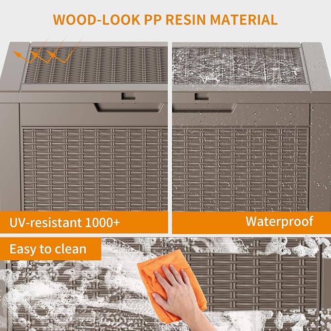 30 Gallon Resin Deck Box, Lockable Patio Outdoor Storage Box - Image 5