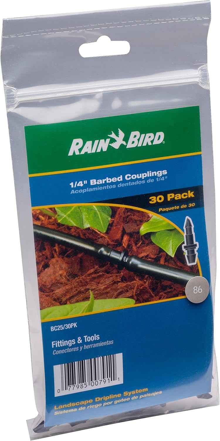 Rain Bird BC25-30PS Drip Adapter Fitting, 1/4", 30-Pack
