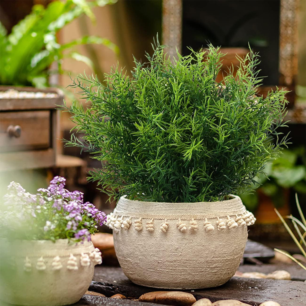 XLFAQXM Artificial Plants Flowers Grass Shrubs 8 Pack No Fade Faux Plastic Flowers Outdoor for Farmhouse Garden Porch Patio Indoor Wedding Decoration Greenery Fake Plants uv Resistant