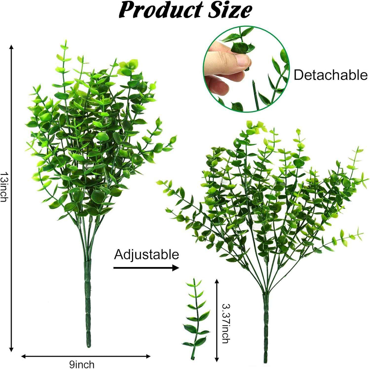 Ouddy Decor 24 Bundles Artificial Greenery Stems Fake Plants Outdoor Decor | Faux plastic boxwood shrubs, UV resistant, for kitchen office garden porch farmhouse planters patio window box home decor