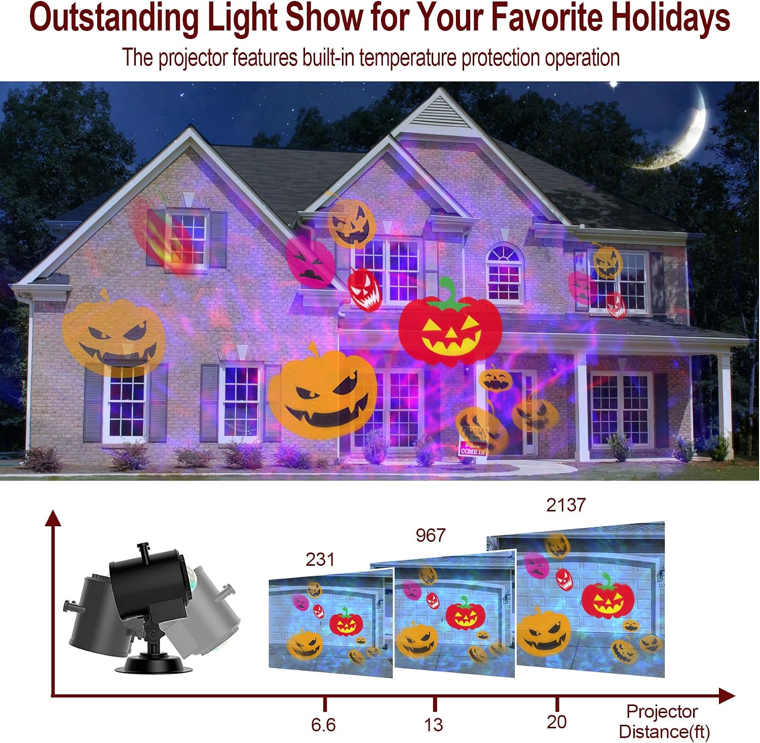 2026 Upgraded Halloween Projector, 8 Patterns (Ocean Wave & Patterns),8 Theme Waterproof Holiday Projector with Remote for Halloween,Christmas,Happy New Year