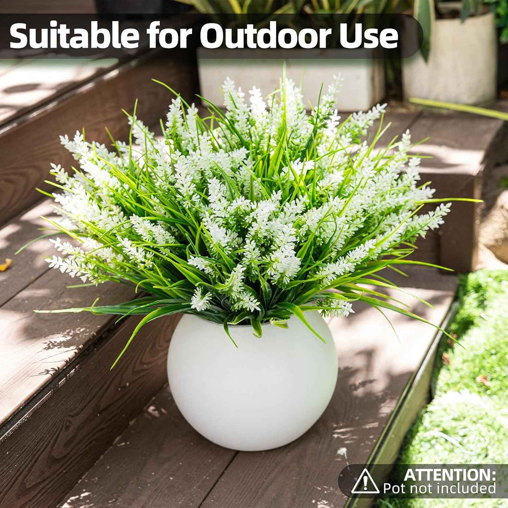 Faux Outdoor Plants, 12 Pack UV Resistant Artificial Greenery for Planters | Realistic & Full Fake Monkey Grass, Adjustable Stems, No Fade & No Watering, for Porch, Patio, Window Boxes & Garden