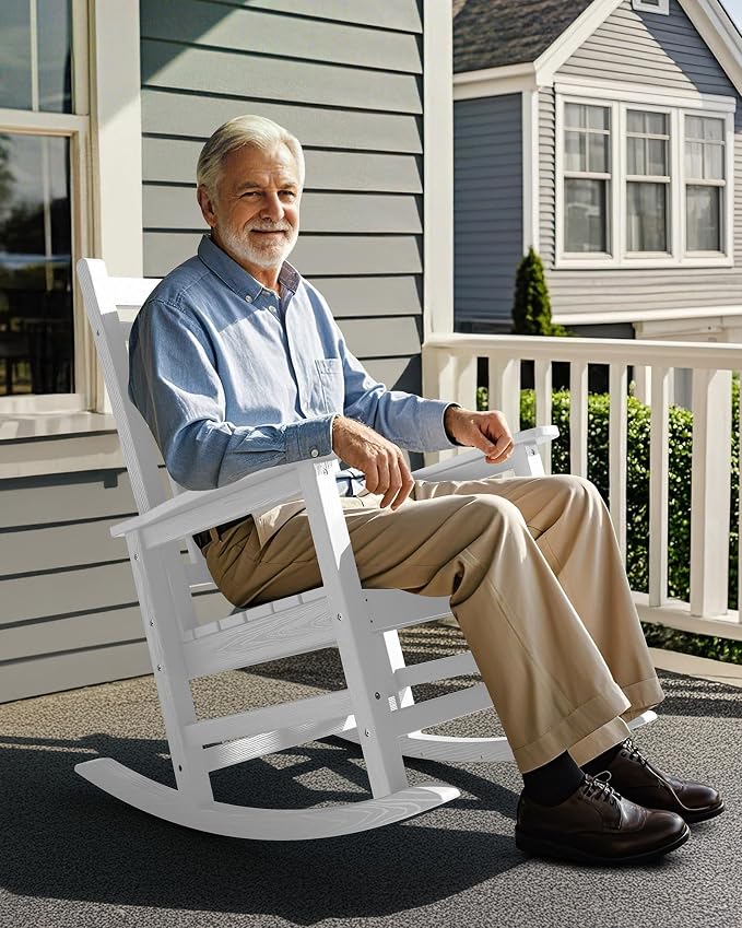 SERWALL Oversized Outdoor Rocking Chair Set of 4, HDPE Rocker - Image 8