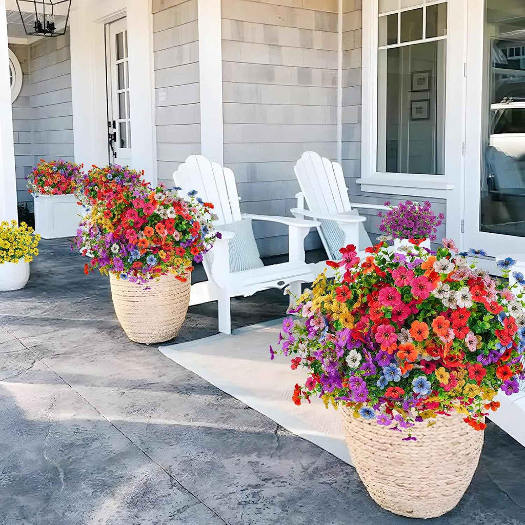 Agusbagli 72 Bundles Artificial Flowers Outdoor UV Resistant Fake Flowers No Fade Faux Plastic Greenery Shrub Plants for Wedding Home Garden Window Box Fireplace Thanksgiving Christmas Decor, Mix