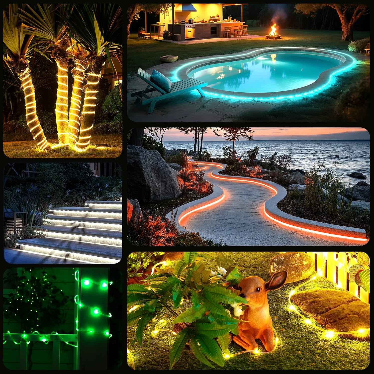 Minetom Color Changing Rope Lights Outdoor, 33FT 100 LED Rope Light | Outdoor String Lights with Remote, Timer, Waterproof Christmas Light Outdoor Decoration for Outside Indoor Bedroom,16 Colors