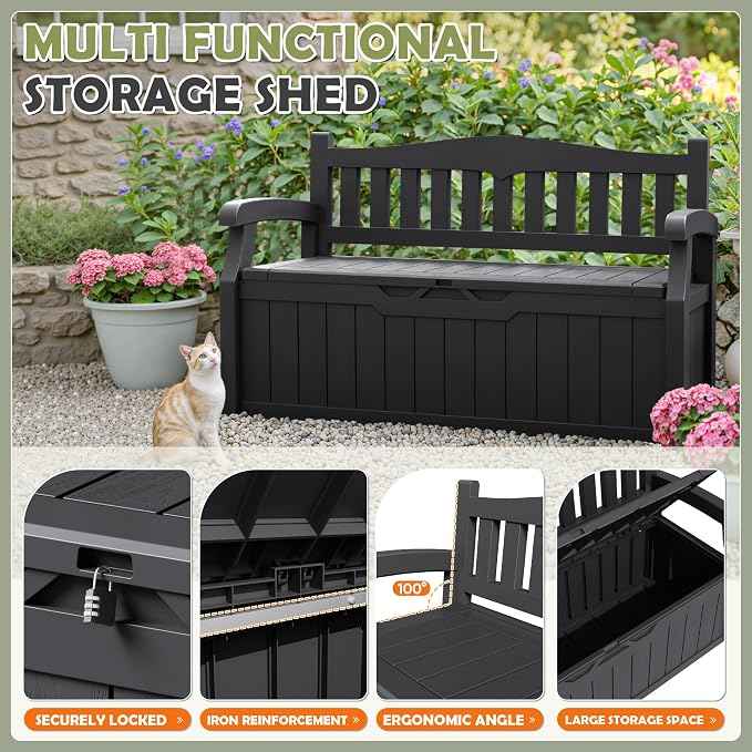 Homall 75 Gallon Outdoor Storage Benches Lockable Deck Box
