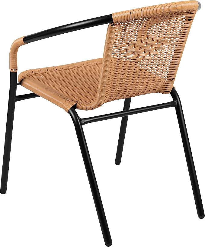 EMMA + OLIVER Set of 2 Modern Rattan Indoor/Outdoor Stack Chairs, Stacking - Image 9